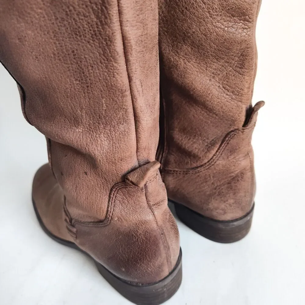 Vince Camuto Patamina Over The Knee Boot Taupe Brown‎ Leather Size 6.5 Lace-up